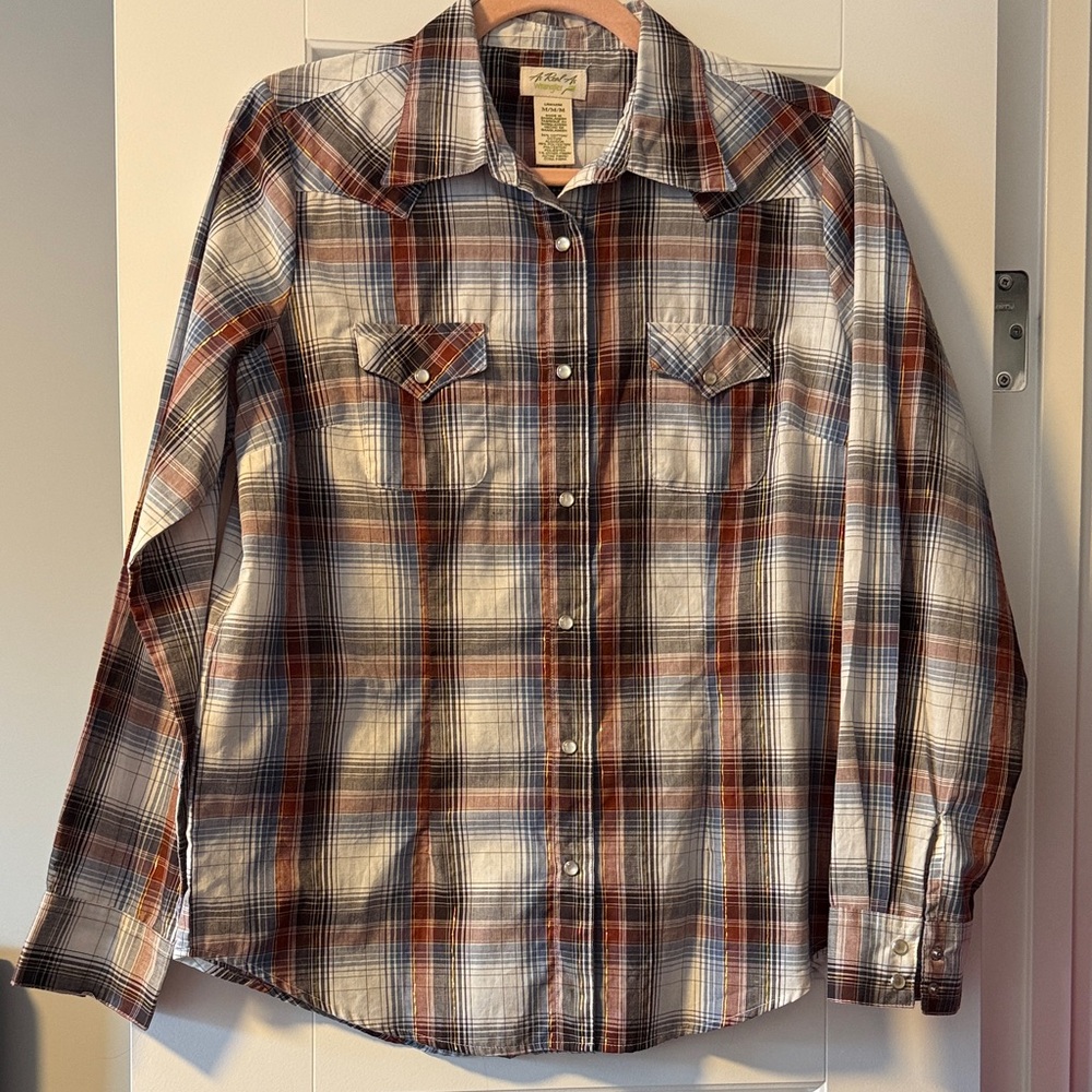 Wrangler Women's Plaid Shirt - Brown, Blue, White